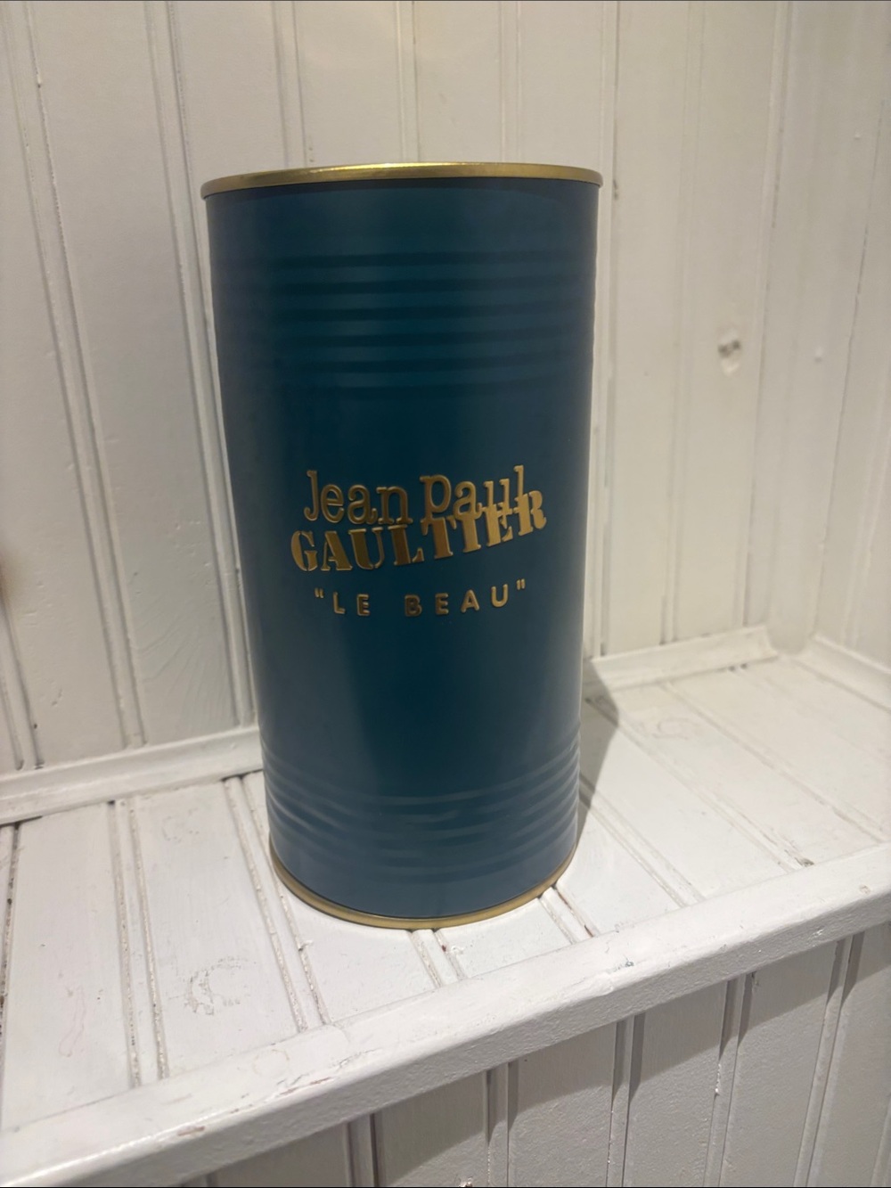 Jean Paul Gaultier Decorative Canister in Teal with Gold Accents